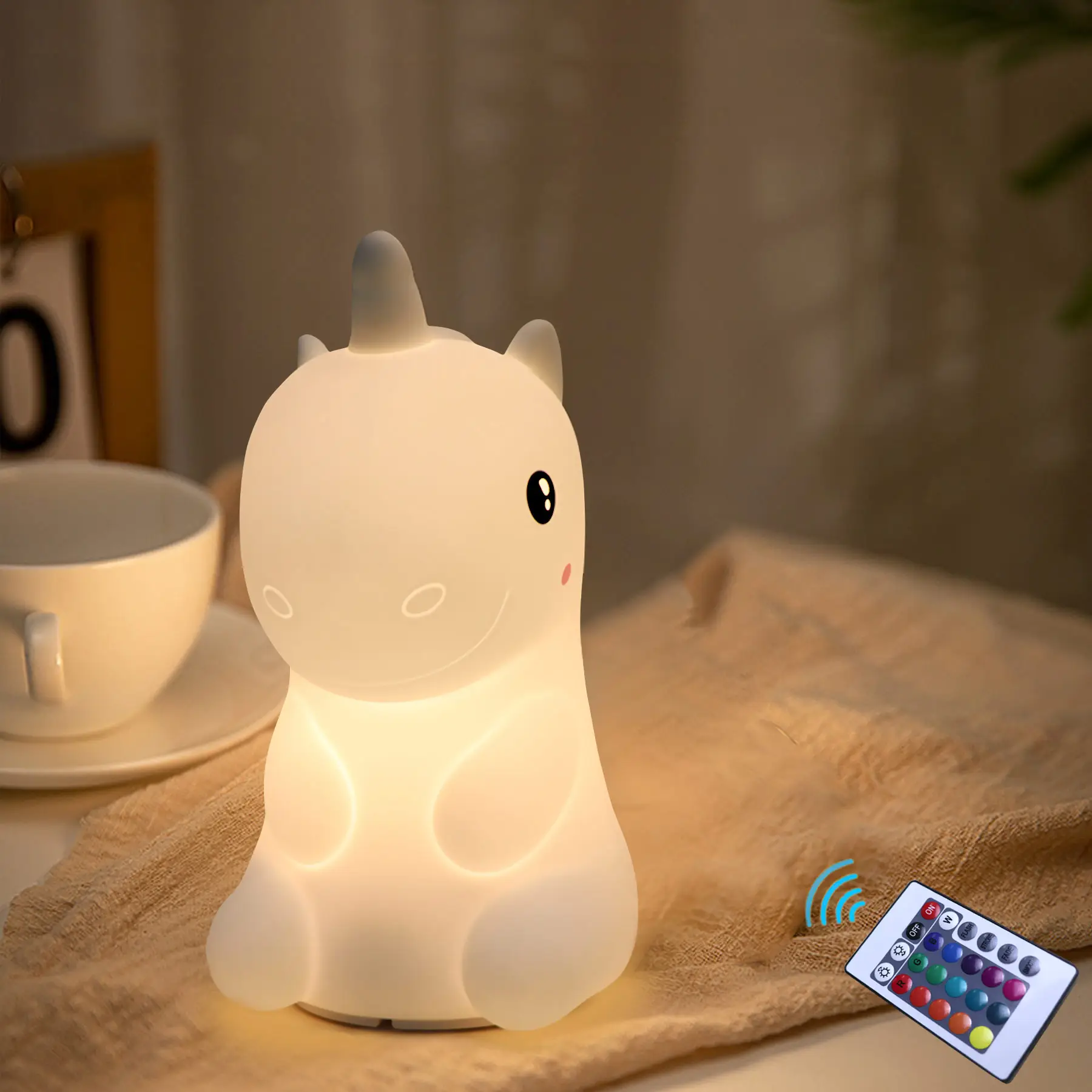 Unicorn silicon dễ thương màu sắc thay đổi đêm đèn sạc cảm ứng ánh sáng Silicone ánh sáng ban đêm