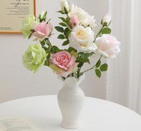 Roses artificielles réalistes à 3 branches, fausses roses à longues tiges pour arrangements de mariage et décoration de salon