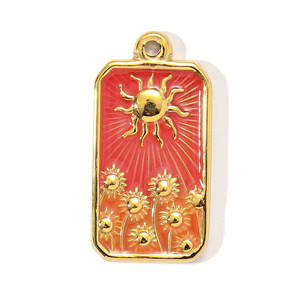 Paslanmaz çelik Vintage <span class=keywords><strong>Tarot</strong></span> parlak zirkon dikdörtgen DIY yapma takı ayçiçeği ay emaye takılar - Product Image 6