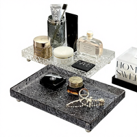 Étagère de rangement rectangulaire en plastique, moderne et luxueuse, non pliable, à un seul niveau, pour toilettes d'hôtel, cosmétiques de salle de bain, plateau de comptoir, bureau