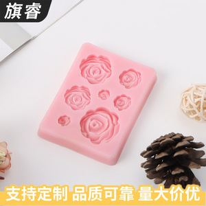 7 Cavity 3D Rose Flower Silicone <b>Mold</b> Pink Baking Cake Decoration <b>Mold</b> For Chocolate Fondant DIY - Product Image 4