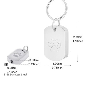 犬用猫用ステンレス鋼環境にやさしいpawプリント壷ペンダントペット灰キーチェーンタグキーリング - Product Image 3
