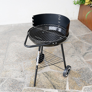16-Inch Round Charcoal Grill Portable Outdoor Barbecue Rack With Wheels And Storage Shelf For Camping - Product Image 2