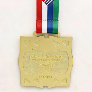 Médaille <span class=keywords><strong>de</strong></span> sport personnalisée <span class=keywords><strong>en</strong></span> alliage <span class=keywords><strong>de</strong></span> zinc moulé sous pression, plaquée <span class=keywords><strong>or</strong></span>, argent, bronze, médaille <span class=keywords><strong>de</strong></span> lutte 3D personnalisée avec ruban - Product Image 2