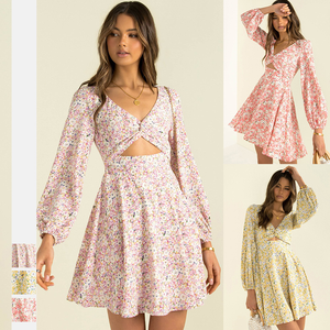 Vestido Casual Elegante Coreano para Mujer, Vestido Corto de Fiesta para Playa, Manga Larga, Cuello en V, Económico - Product Image 6