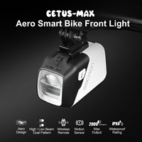 Phare avant Gaciron Cetus Max 2000LM avec autonomie de 30H, faisceau bas anti-éblouissement, capteur de vibration et télécommande sans fil pour le cyclisme nocturne