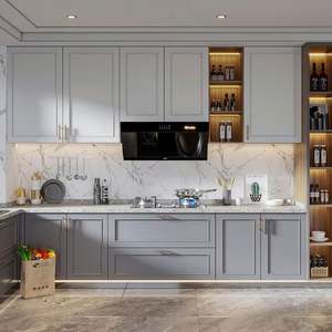 Muebles de Cocina de Lujo Estilo Europeo y Conjunto de Muebles Modernos con Cajones Ocultos y Isla con Cubierta de Mármol - Product Image 1