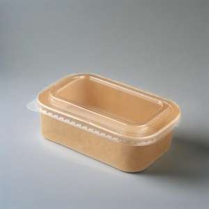 Cuenco de papel de ensalada Rectangular desechable ecológico 200 300ml cuadrado Kraft contenedor de comida para llevar cuenco de papel Rectangular - Product Image 1