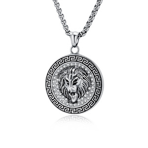 Hip Hop Stainless Steel Gold-Plated Lion Head Necklace Jewelry Trendy Non-Fading <b>Titanium</b> Steel Pendant Wholesale - Product Image 1