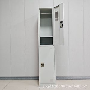 ตู้เก็บของโลหะสองบานพร้อมกุญแจ แบบตั้งพื้น รูปทรงสี่เหลี่ยมผืนผ้า 2 ชั้น สำหรับพนักงาน ใช้ในสำนักงาน - Product Image 3