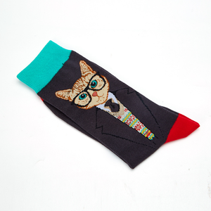 Hotsale Moda Colorido Algodão Penteado Gato Bonito <span class=keywords><strong>Cartoon</strong></span> Space Star Engraçado Meias Homens Atacado - Product Image 5