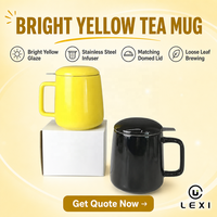 Mug en céramique LEXI à couvercle mat avec infuseur à thé, 600 ml, pour thé en vrac, compatible lave-vaisselle et micro-ondes, cadeau d'affaires pour café