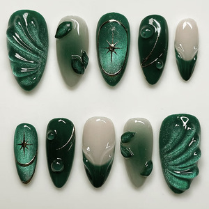 Ongles press-on 3D de luxe personnalisés <span class=keywords><strong>pour</strong></span> adolescentes, <span class=keywords><strong>faux</strong></span> ongles artificiels de haute qualité, doux et stylés, avec colle - Product Image 3