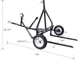 Remolque para Pacas Redondas Ajustable de 1500 LBS, Transportador de Pacas de Heno, Acero Resistente, Remolcable para ATV, UTV y Camiones, Herramienta de Transporte de Pacas - Product Image 6