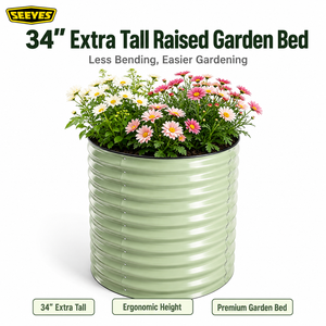 Bac de jardin surélevé rond en acier galvanisé ondulé de 86 cm de haut, épaisseur 0,6 mm, pour plantes à racines profondes, vente en gros OEM ODM - Product Image 1