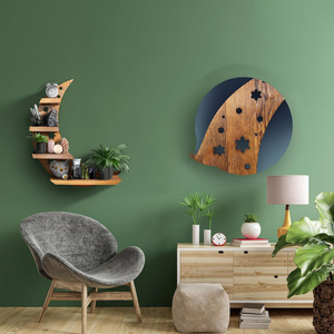 Tường Móc Với Kệ Treo Tường Mặt Trăng Hình Kệ Tường Trang Trí Nội Thất Treo Lưỡi Liềm Pha Lê Hiển Thị Bằng Gỗ Kệ Với Các Ngôi Sao - Product Image 2