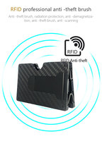 Dompet logam serat karbon RFID pria, grosir klip uang LOGO kustom logam RFID pemegang kartu aluminium untuk pria