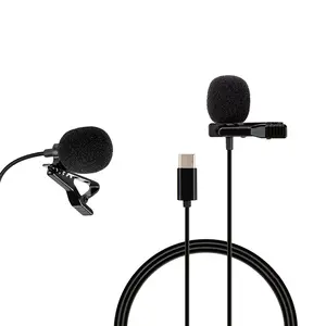 Microfone de lapela profissional de podcast, com tipo c para iphone/smartphone