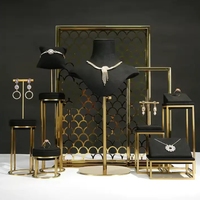 Ensembles en or supports de plateau plateaux personnalisés nouvelle vitrine personnalisée en métal noir mode support bijoux de luxe présentoir ensemble