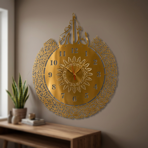 Horloge murale bohème plaquée or, ronde, analogique, à quartz, décoration murale en métal pour salon - Product Image 3