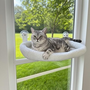 Alféizar de repisa plegable de alta capacidad de carga cubierta suave gato ventana percha gato inalámbrico ventosa de vidrio hamaca con marco de Metal - Product Image 3