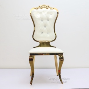 Canton Fair Luxury Shiny Gold Metal <strong>Frame</strong> <strong>Stacking</strong> Easy to Clean Luxury Throne Chair Event Wedding - Product Image 3