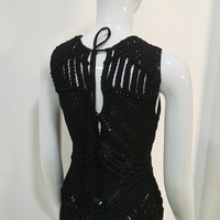 Robe longue de luxe en tissu italien ajouré pour femmes, tenue de styliste avec pompon, collection automne-hiver 2022