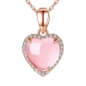 S925 zilveren Cooper Plating Rose <span class=keywords><strong>Cat</strong></span> Eye Crystal Stone hanger ketting voor dames edelsteen mode-sieraden - Product Image 5