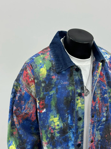 YUCHEN printemps nouveauté <span class=keywords><strong>veste</strong></span> ample à la mode pour hommes avec Graffiti artistique et <span class=keywords><strong>peinture</strong></span> à l'huile imprime manteau décontracté - Product Image 4