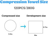 Serviette jetable comprimés 120 pièces Mini blanc doux non-tissé biodégradable coton rond extérieur voyage compressé serviette