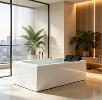 Bain à remous autoportant économique, baignoire acrylique à jets avec éclairage coloré, robinet et entrée cascade pour maison et hôtel