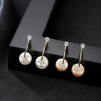 Original S925 argent Micro-incrusté Zircon fleur perle d'eau douce boucles d'oreilles mode femmes bijoux en gros