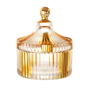 Luxury pink Printing <strong>Sweet</strong> <strong>Jar</strong> with Cover Lid Candy Box Botte in Vetro Con Rubinetto Glass Bright Sugar Bowl - Product Image 5
