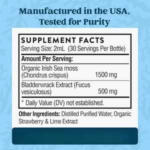 Extrait végétalien de mousse de mer irlandaise biologique OEM/ODM en gouttes, 2 ml par dose, 60 ml/flacon, pour la santé immunitaire, articulaire et la croissance des cheveux chez l'adulte, durée de conservation 24 mois - Product Image 4