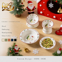 Bol pour animaux de compagnie en céramique de la série de Noël NicePets |   Plat à nourriture et à eau au design festif du Père Noël |   Bord de protection surélevé anti-basculement 4 styles