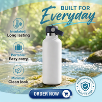 Bouteille d'eau isotherme JIAHE en acier inoxydable 600 ml avec revêtement poudré, sans BPA, anti-fuite, pour le sport et la gym