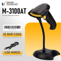 Escáner de Código de Barras con Cable Xincode, Lector de Código de Barras USB Portátil con Soporte, Escáner de Código de Barras Láser 1D para Supermercados M-3100AT