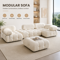 Ensemble de canapés modulaires modernes en tissu premium avec coussins moelleux en éponge, design flexible en forme de L pour villa