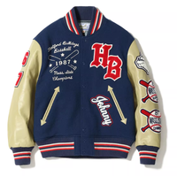 Vente en gros BASSE quantité minimale de commande Rétro Vintage Hommes Lettre Brodée Logo Baseball Bomber Letterman Vestes En Cuir Personnalisées Varsity Vestes