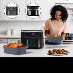 Ensemble de moules et récipients en silicone rectangulaires pour friteuse à air, double, de qualité alimentaire, pour la cuisson en cuisine - Product Image 4