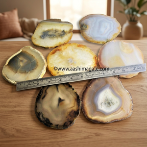 Sous-verres en agate, pierres précieuses, feng shui, bords bruts, pierres naturelles, cristaux, artisanat, fait main, écologique, cadeau d'affaires - Product Image 2
