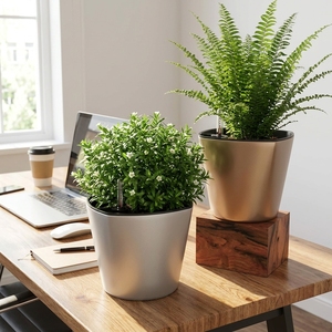 Pot de fleurs auto-arrosant en plastique PP, finition métallique mate, 6 couleurs, avec indicateur de niveau d'eau, pour la maison, petite taille, vente en gros - Product Image 6