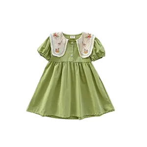 Vêtements d'été à manches courtes pour bébés filles, motifs brodés