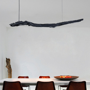 Lámpara colgante estilo Wabi Sabi con tira LED larga negra de un solo cabezal para restaurante, oficina, decoración zen para el hogar - Product Image 3