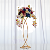 LANJO Centre de table de mariage professionnel de luxe en métal doré, décorations de table, vases, 80 cm de haut, support élégant pour arrangement floral
