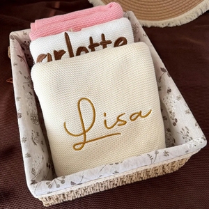 Manta de Punto Personalizada, Suave y Transpirable, Mantas Celulares Personalizadas con Nombre Bordado, <span class=keywords><strong>Regalo</strong></span> para Recién Nacidos - Product Image 4