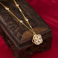 Collier en argent S925 plaqué or avec zircon en forme de fleur, style chinois léger et luxueux, pendentif de mariage pour femme, collier de clavicule