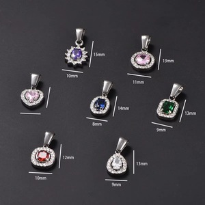 Pendentif en acier inoxydable multicolore en forme de cœur et de goutte d'eau avec zircone cubique pour collier DIY, breloques en pierre de zirconium, accessoires de fabrication de bijoux en métal - Product Image 3