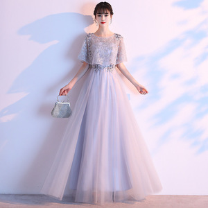 Elegant Evening Gown O-Neck Empire Waist 3D Embroidery Tulle Long Dress For Coming Of Age Ceremony Women Plus Size - Product Image 1