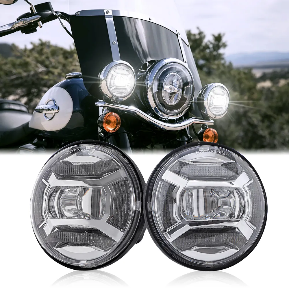 4-1/2 "4.5Inch Led Auxiliary Spot Fog Passing Lamp 12V Motorcycle Fog Light For Harley Davidson Touring Electra Glide